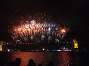 Fireworks on the Sydney Harbour Bridge, New Year's Eve 2013.