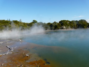 Steaming Crater Lake in Rotorua
